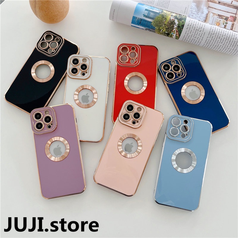 IPHONE Luxury Logo Hole Soft Silicone Electroplated Phone Cases Case Untuk Iphone14 11 12 13 Pro Max XS X XR 78 Plus Mini Berongga Keluar Silikon Cases Cover