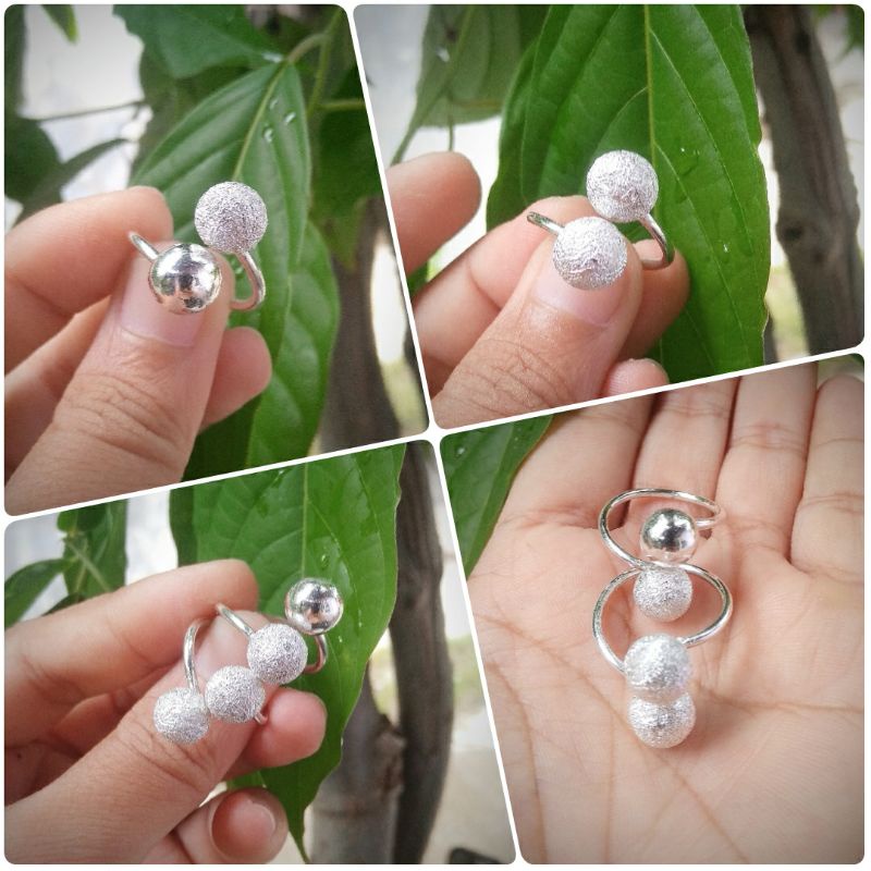 Cincin Perak murni model Boba/ Bola-bola.