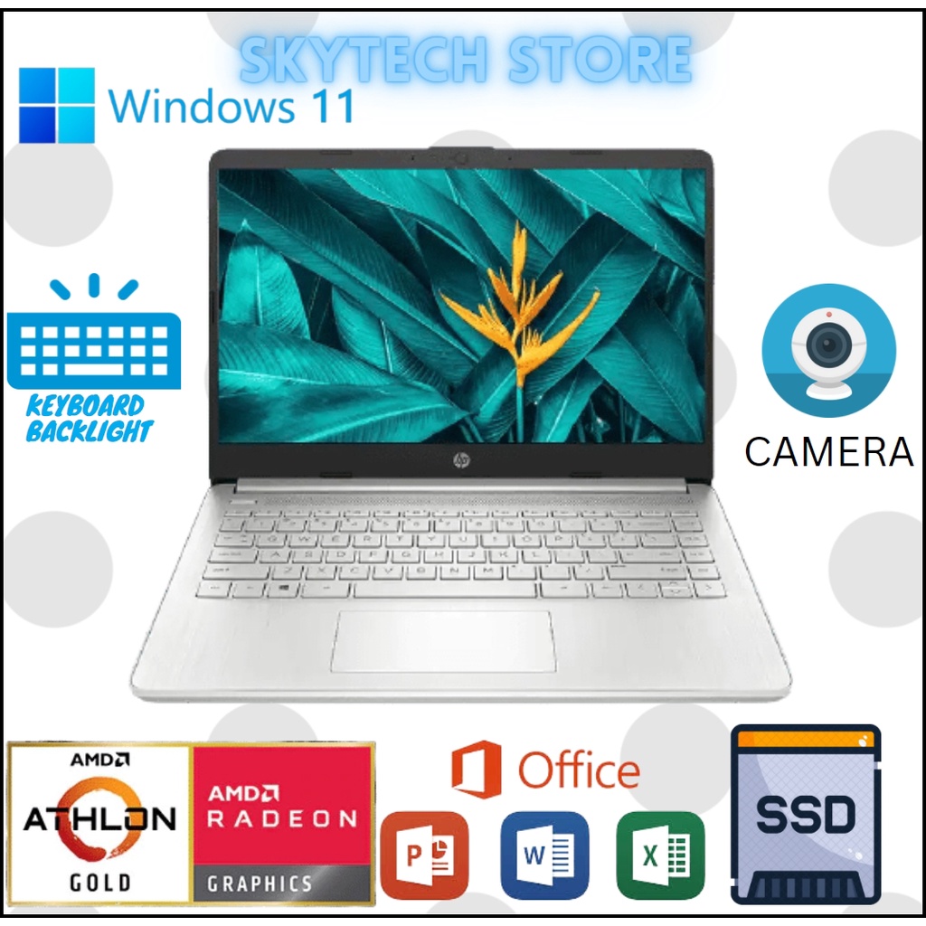 HP 14s FQ0564AU AMD ATHLON 3150U RAM16GB SSD512GB AMD RADEON WINDOWS 11 &amp; OHS 2021 ORIGINAL