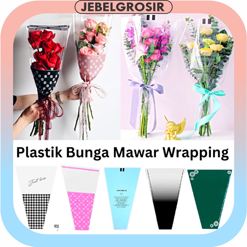 Plastik Bungkus Bunga Mawar Wrapping Plastik Mini Buket Ecer Per Pcs KB6153