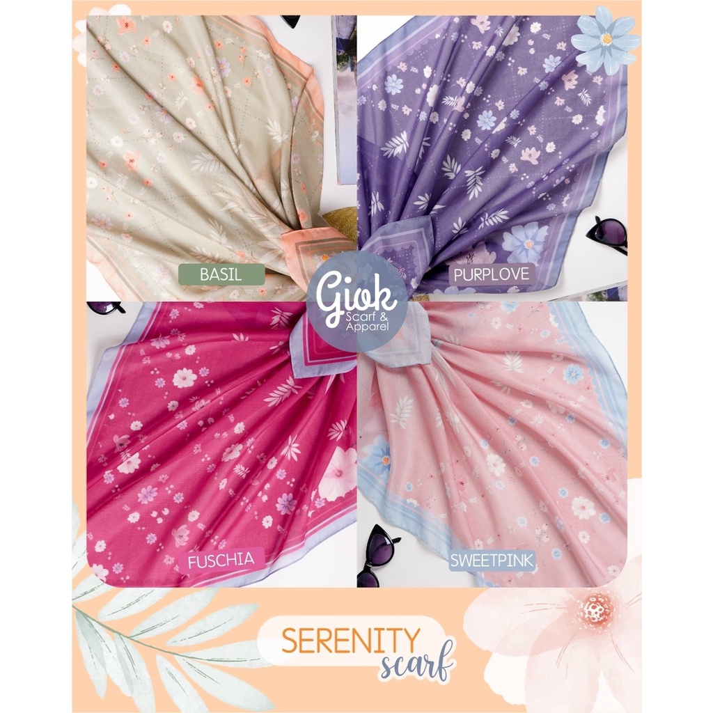 NEW SERENITY SCARF BY GIOK SCARF & APPAREL/BAHAN VOAL ULTRAFINE/SIZE 115 CM x 115 CM/KERUDUNG SEGI E