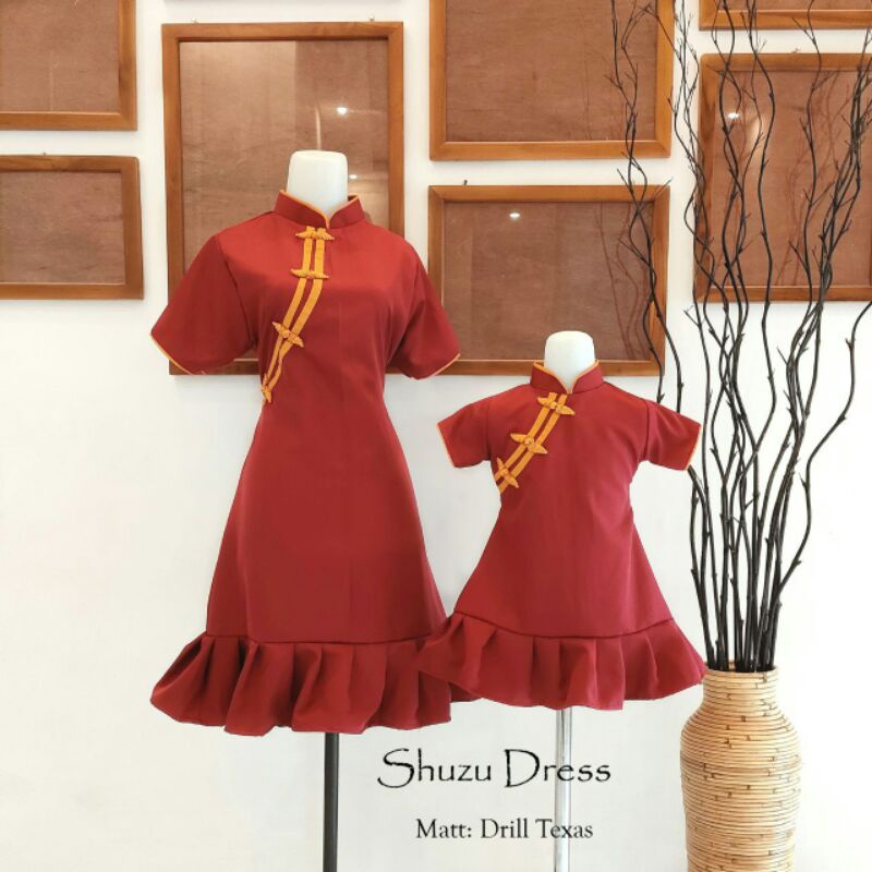 Dress wanita baju couple ibu anak busana imlek cewek terusan perempuan