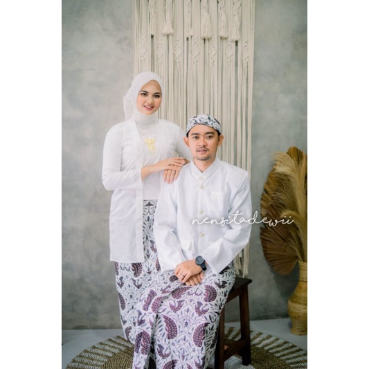 [1 Set, PPJ01A] Baju Prewed Instan / Baju Couple Adat Jawa - Jogja, Motif Sidoasih Kecil