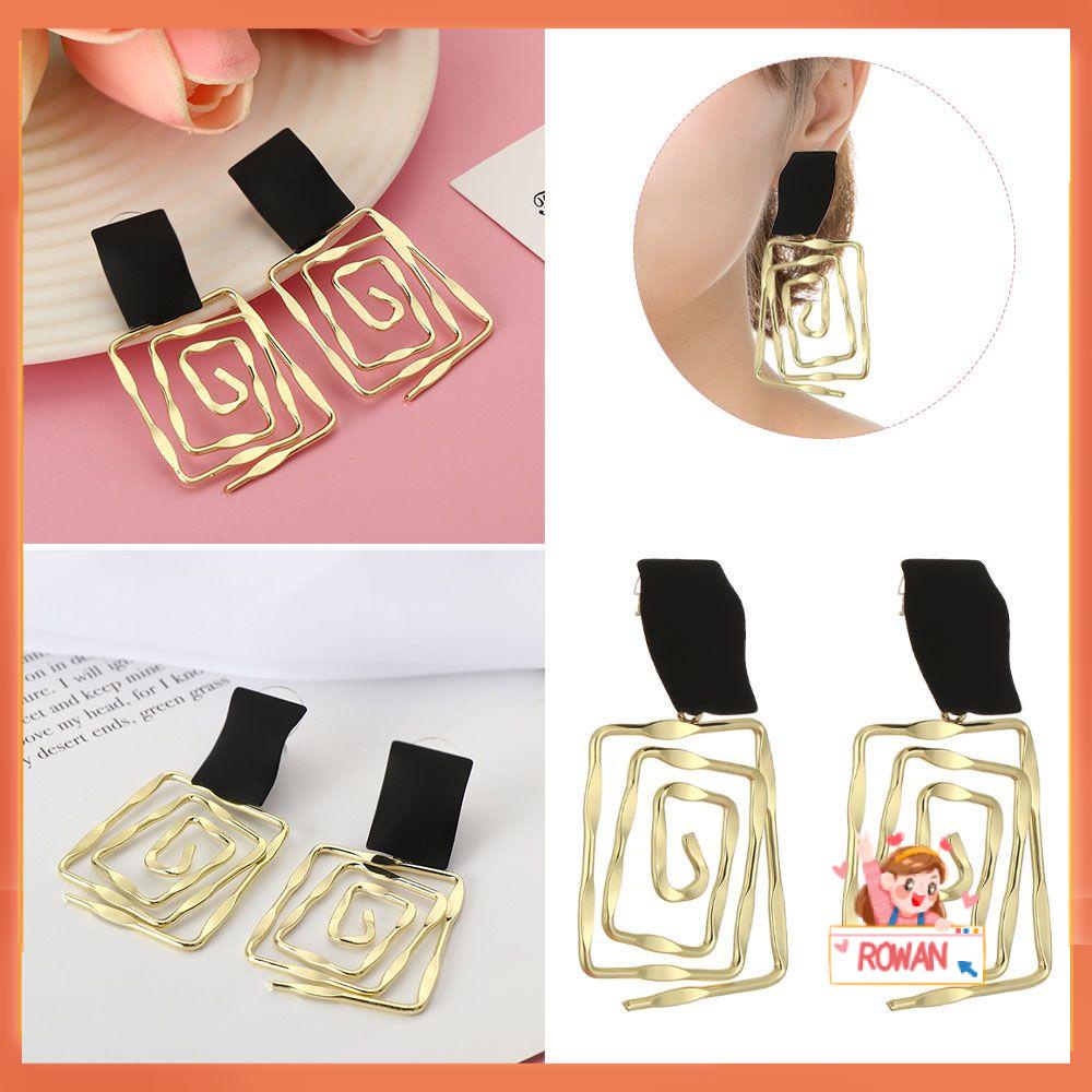 R-flower 1pasang Anting Spiral Geometris Perhiasan Aksesoris Hadiah Pesta Pernikahan Wanita Gadis Labirin Logam