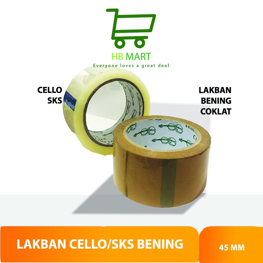 

Cello Lakban Bening Coklat Cello 45 mm x 90 Yards Selotip OPP Tape SKS