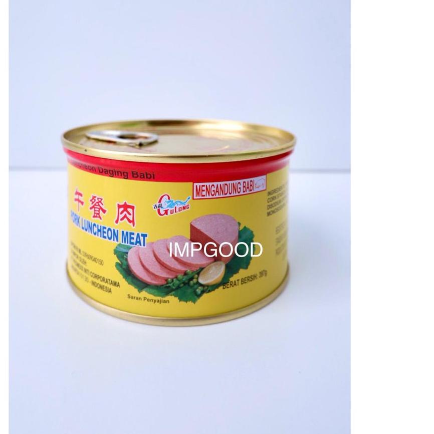 

Cuma Di Sini GULONG HAM MALING / DAGING BABI KALENG GULONG / PORK LUNCHEON MEAT GULONG 397GRAM exp 2024