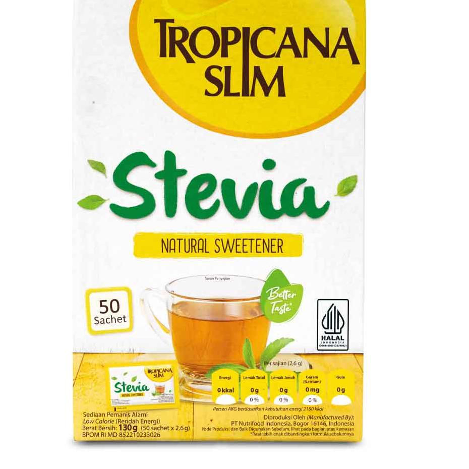 

❂❂❂ Tropicana Slim Sweetener Stevia 50 sachet - Pemanis Alami untuk Batasi Gula