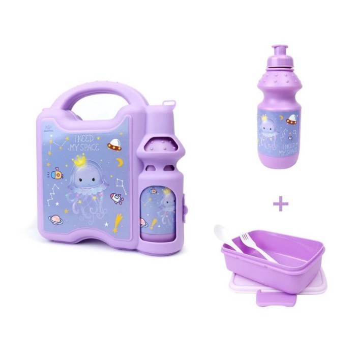 Lunchbox Set Anak Model Tas Koper Kotak Makan Anak Botol Minum 2in1