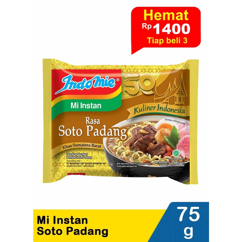 

Indomie Mi Instan Soto Padang 75G