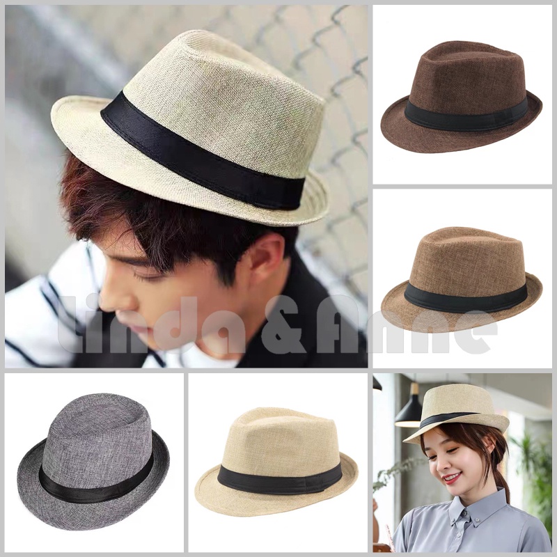 Topi Fedora Panama F1 / Topi Fedora Premium / Topi Fedora Kain Untuk Dewasa Import