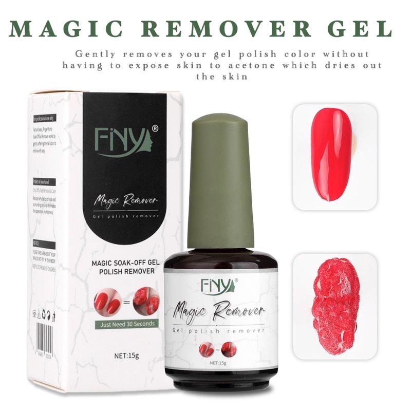 FINY MAGIC REMOVER GEL 15ml / CAIRAN FNY INSTAN LEPAS KUTEK GEL  Magic Remover Penghapus Nail Gel 15ml / Kutek / Cat Kuku - Remover Bagus