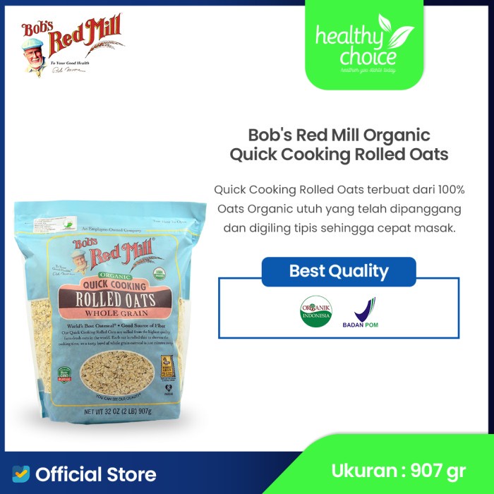 

[NEW] Bob's Red Mill Organic Quick Cooking Rolled Oats 907 gr - Exp Nov 2023