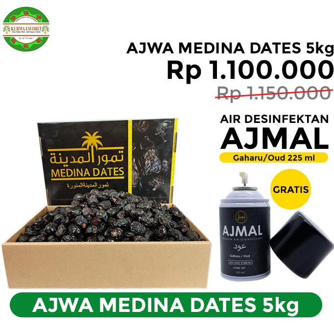 

KURMA AJWA MEDINA DATES DUS HITAM 5KG GRATIS AJMAL DISINFEKTAN 225ML RER69464S