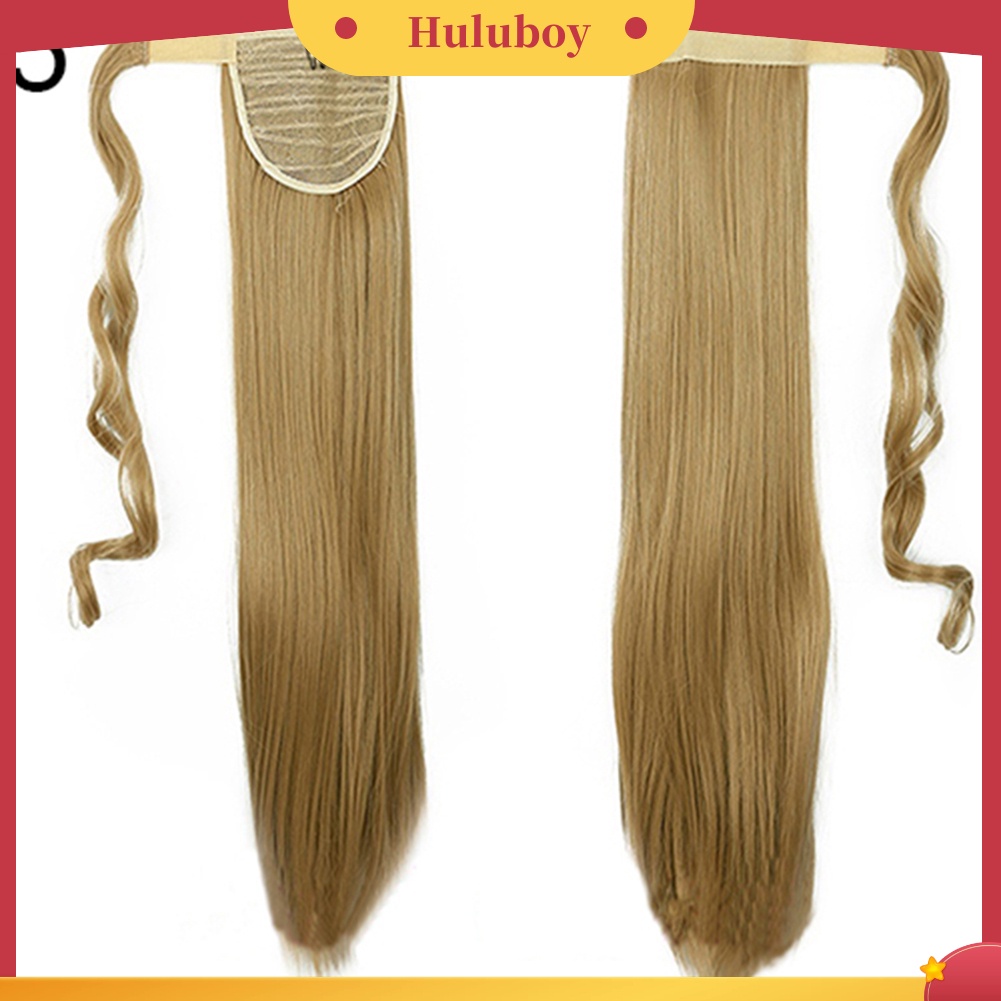 Wig Rambut Ekstensi Model Panjang Lurus Gelombang Dengan Klip Untuk Wanita