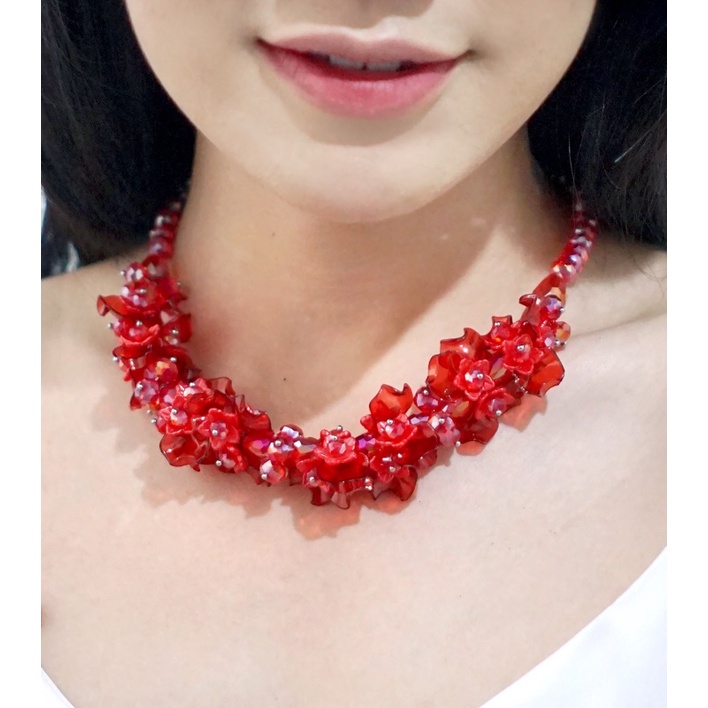 Red Necklace Series kalung hijab friendly