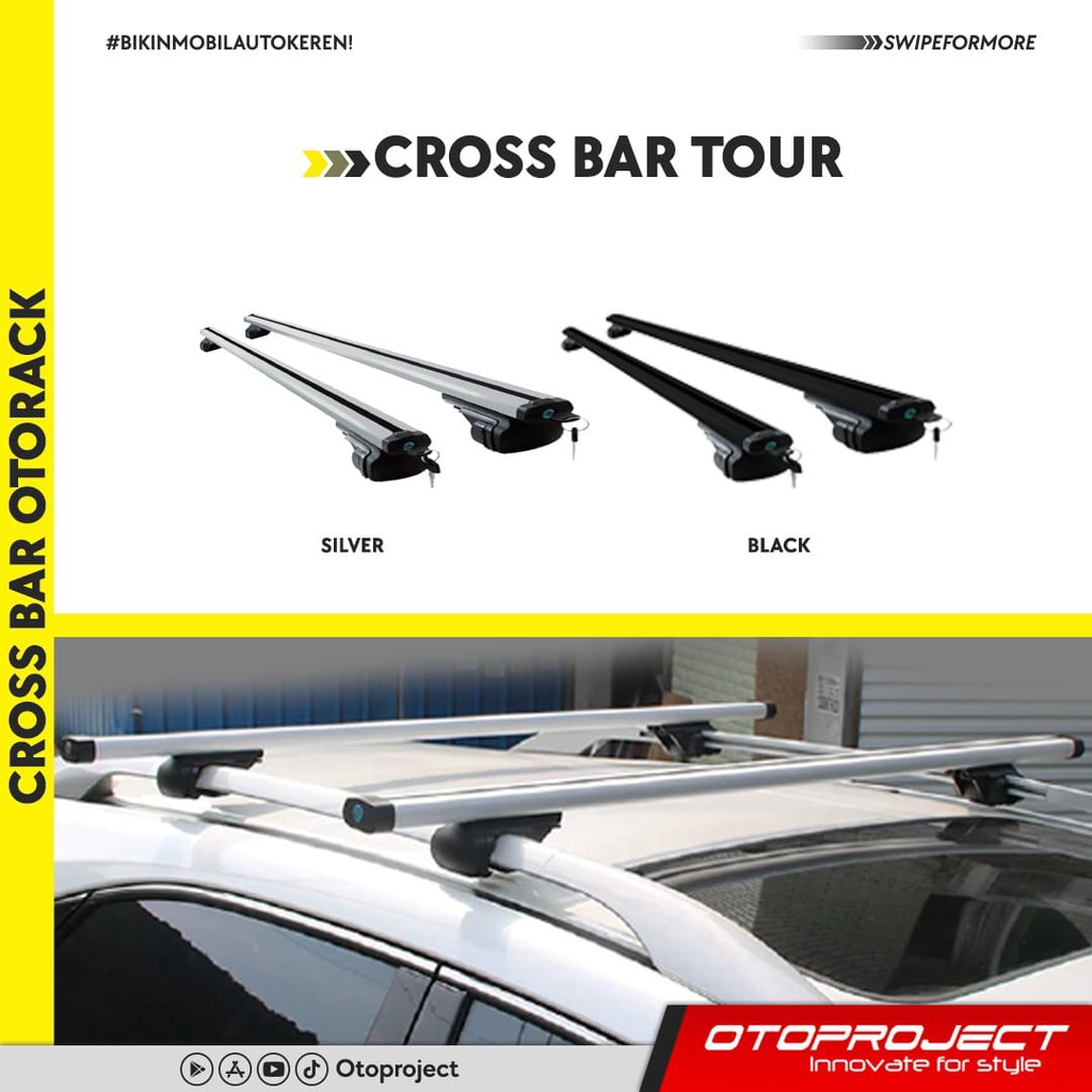 Crossbar / kaki rak Otorack Tour jepit roof rail Silver
