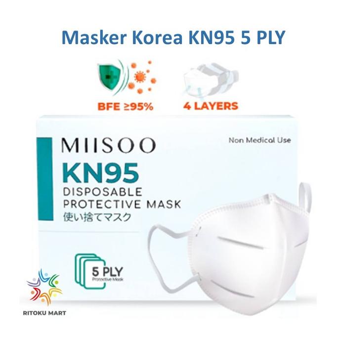 MASKER MIISOO KN95 5ply 10pcs - Masker Korea MIISOO KN95 5 ply 10 pcs t-ritokumart