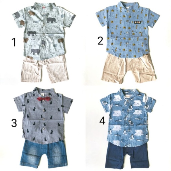 Dijual Setelan Kemeja Bayi Anak Import Animals 6-24 Bulan - XLarge Limited