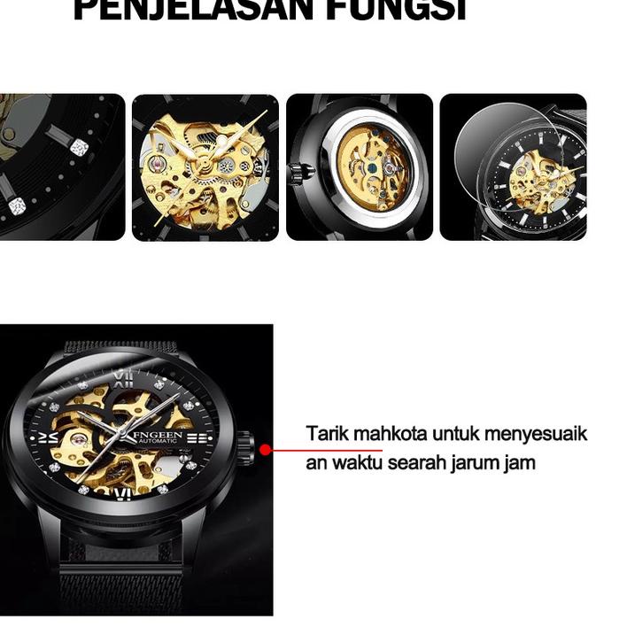 AGG131 FNGEEN 6018 Mekanik Otomatis Jam Tangan Pria Luxury Stainless Steel Original Anti Air Automatic Watch + Kotak Gratis |||