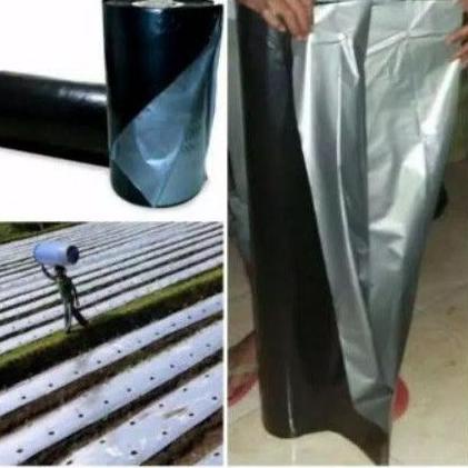 Grosir Heboh plastik mulsa hitam perak lebar 1meter tebal 0,35 packing