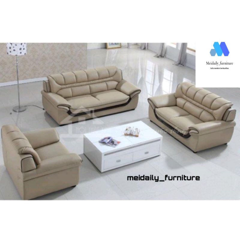Sofa Kulit 221 Minimalis Kualitas Premium Kursi Jati Terbaik Sofa Ruang Tamu Mewah Modern Model Sofa