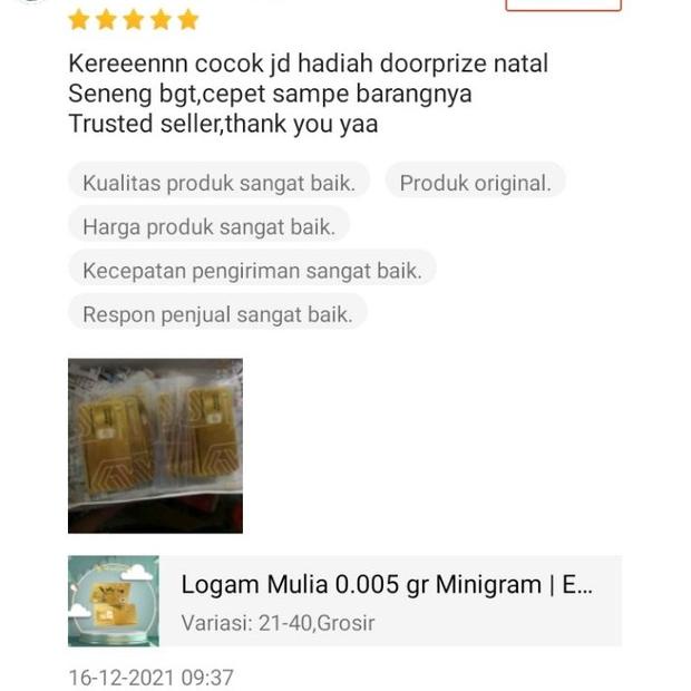 ➥Produk Terkini Logam Mulia 0.005 gr Minigram | Emas Keping | Fine Gold GTO2