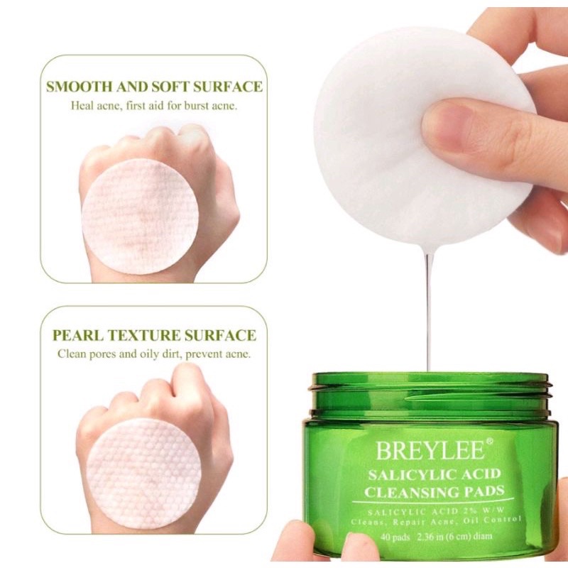 BREYLEE Tea Tree Salicylic Acid Cleaning Pad/Menghilangkan Jerawat &amp; Membersihkan Pori Wajah130