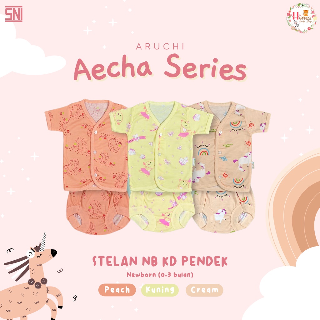 3 Stelan-Newborn-Aruchi Baju Piyama Anak Panjang/Pendek Bayi AECHA