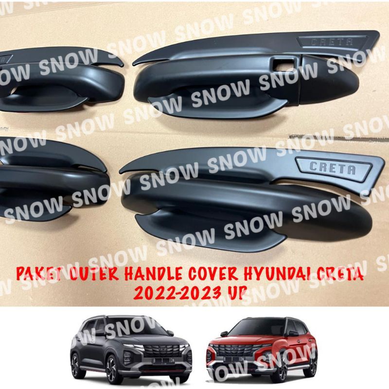 Paket Outer Handle Cover Hyundai Creta 2022 2023 UP Hitam