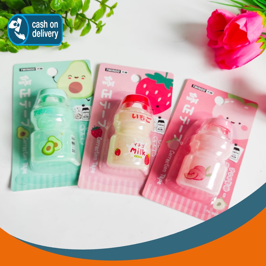

CORRECTION TAPE ROLL BOTOL YAKULT BUAH TIPE-EX BENTUK MINUMAN KEKINIAN UNIK LUCU MURAH TIPEX