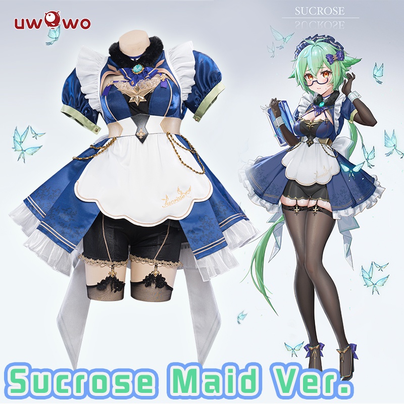 In Stock UWOWO Genshin Impact Sucrose Cosplay Maid Costume Dress Game Genshin Fanart Costume Retro M