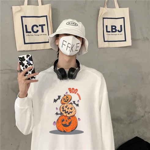 Sweater Hallowen Pria Dan Wanita Oversize Style Korean Bahan Fleece  L - XL - XXL - XXXL