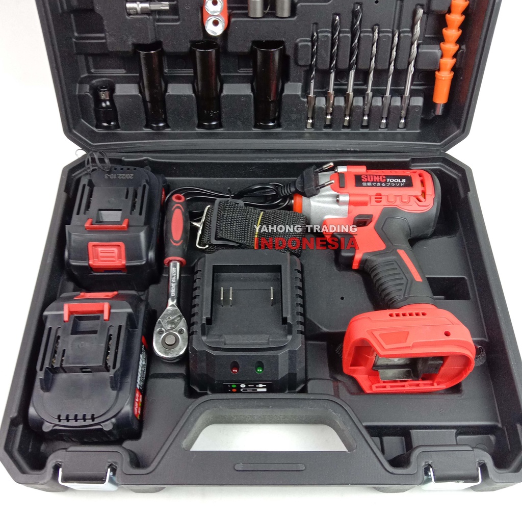 Mesin Impact Baterai Cordless Impact Wrench BRUSHLESS 48V 48VF SET BOX SUNC TOOLS