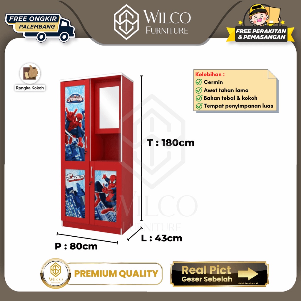 Lemari Pakaian Anak Karakter / Lemari 2 Pintu Spiderman Murah
