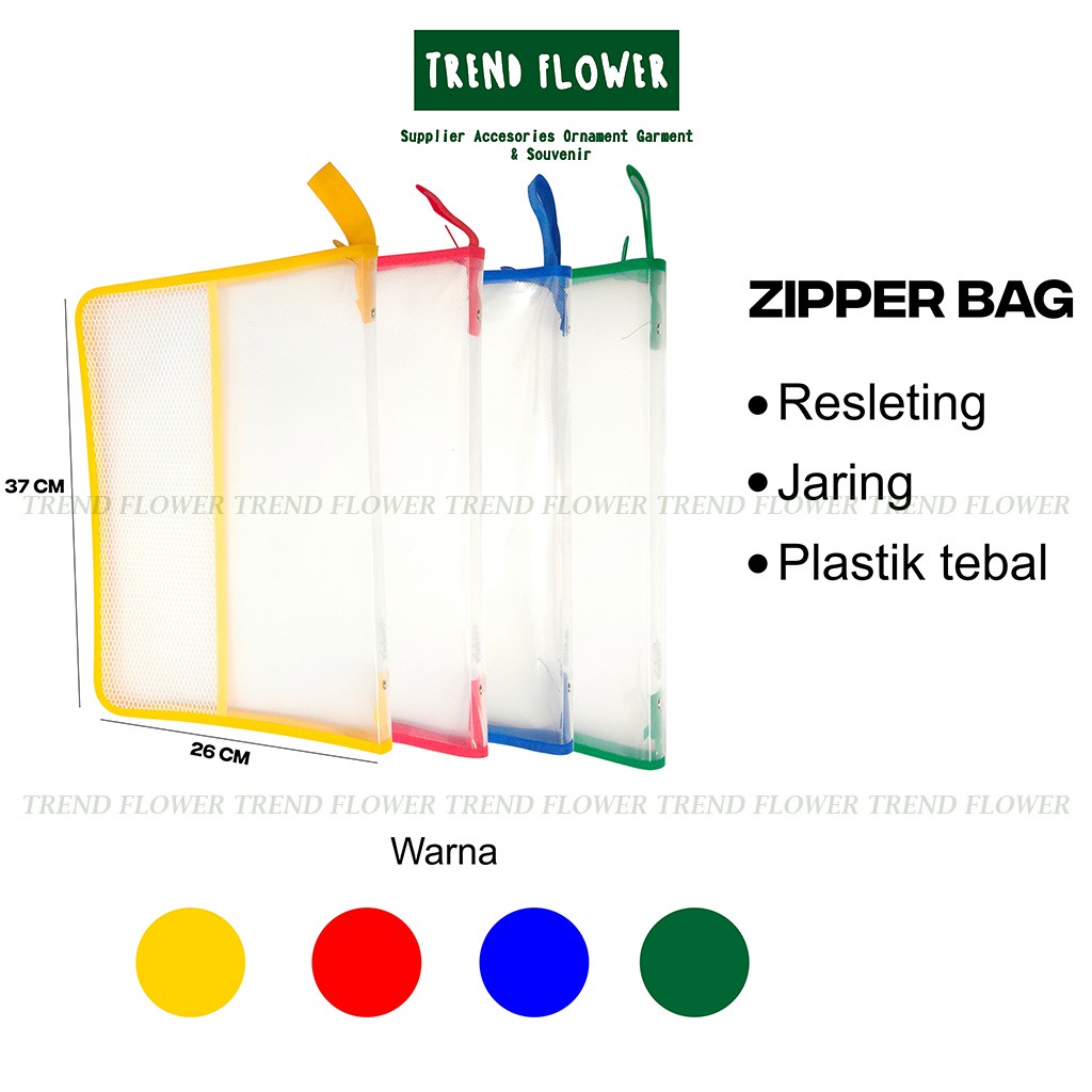 

Zipper Bag Plastik 12 PCS Map Resleting Jaring Plastik Tebal Perlengkapan ATK Sekolah