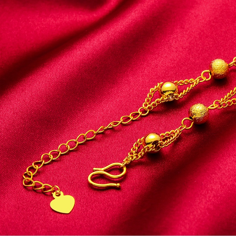 Goldkingdom Perhiasan Fashion Emas Asli Kadar 375Bangkok Aksesoris Ready Stock Gelang Manik Transshipment Wanita Baru Dengan Passepartout Berlapis Emas