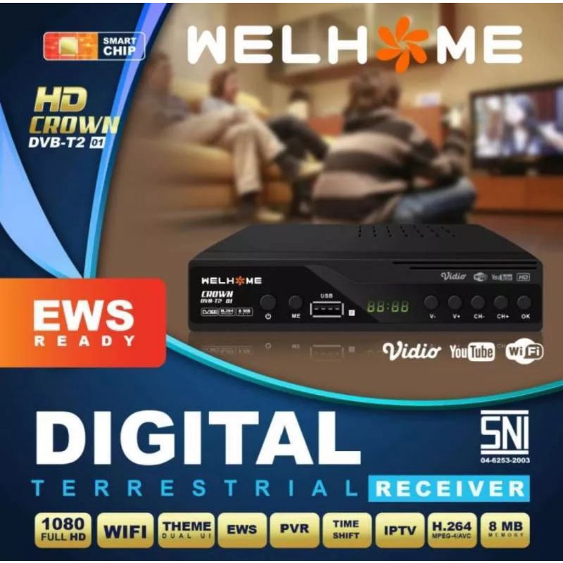 Set Top Box Welhome DVB-T2 Digital TV Receiver STB Full HD