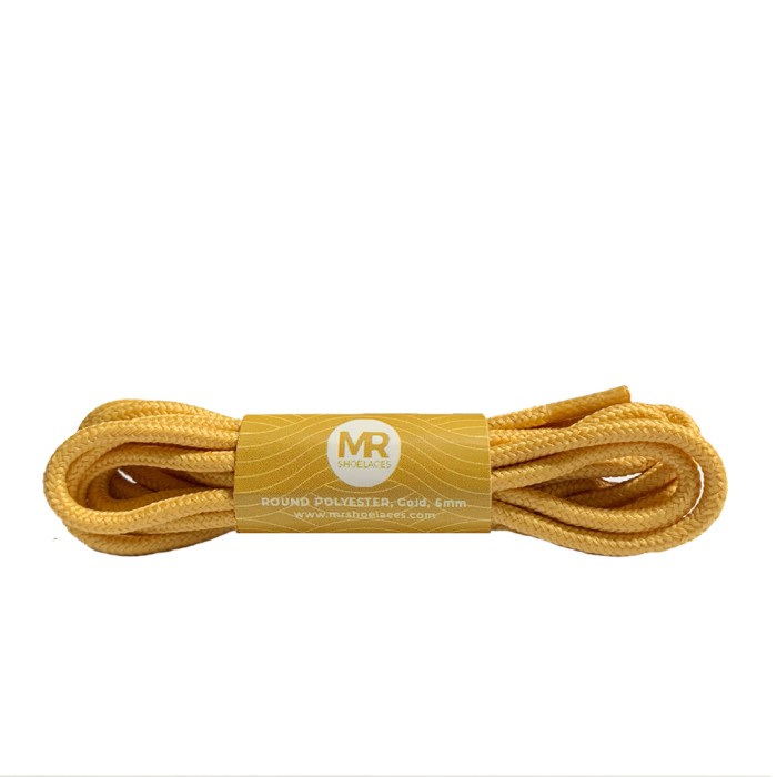 MR Shoelaces RP10 Emas (Gold) Tali Sepatu Bulat Round 6mm  70cm 80cm 90cm 100cm 120cm 150dm 180cm 200cm Tali Sepatu Bulat Polyester Premium