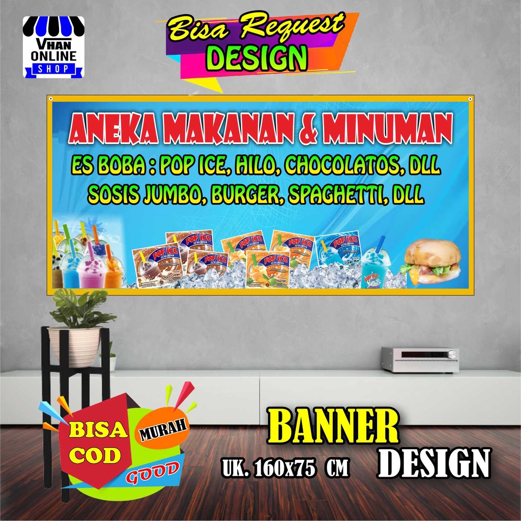 Spanduk Banner Kedai Minuman Dan Makanan, Jualan Minuman Dan Makanan