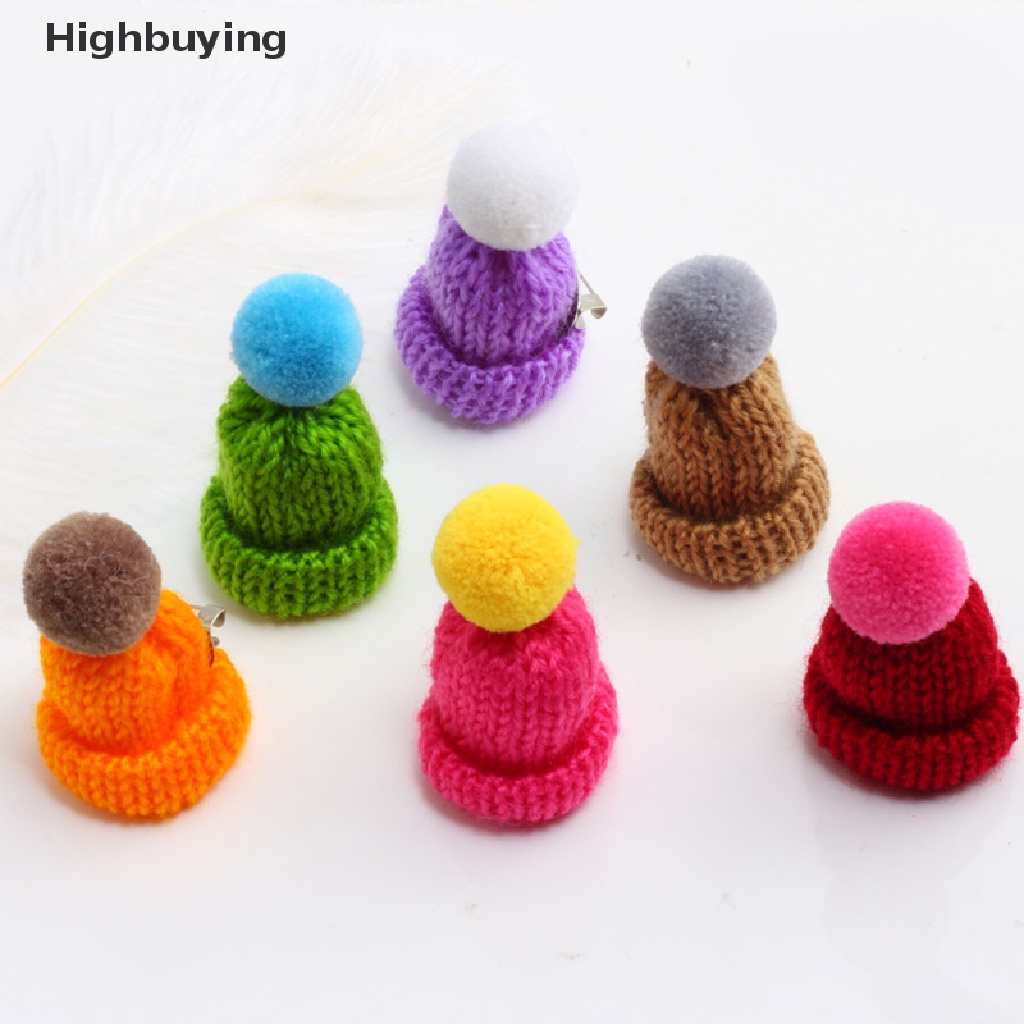 Hbid Kreatif Lucu Warna-Warni Mini Topi Rajut Bros Hairball Hias Natal Tahun Baru Hadiah Sweater Jaket Kerah Korsase Pin Lencana Perhiasan Accessorie Glory