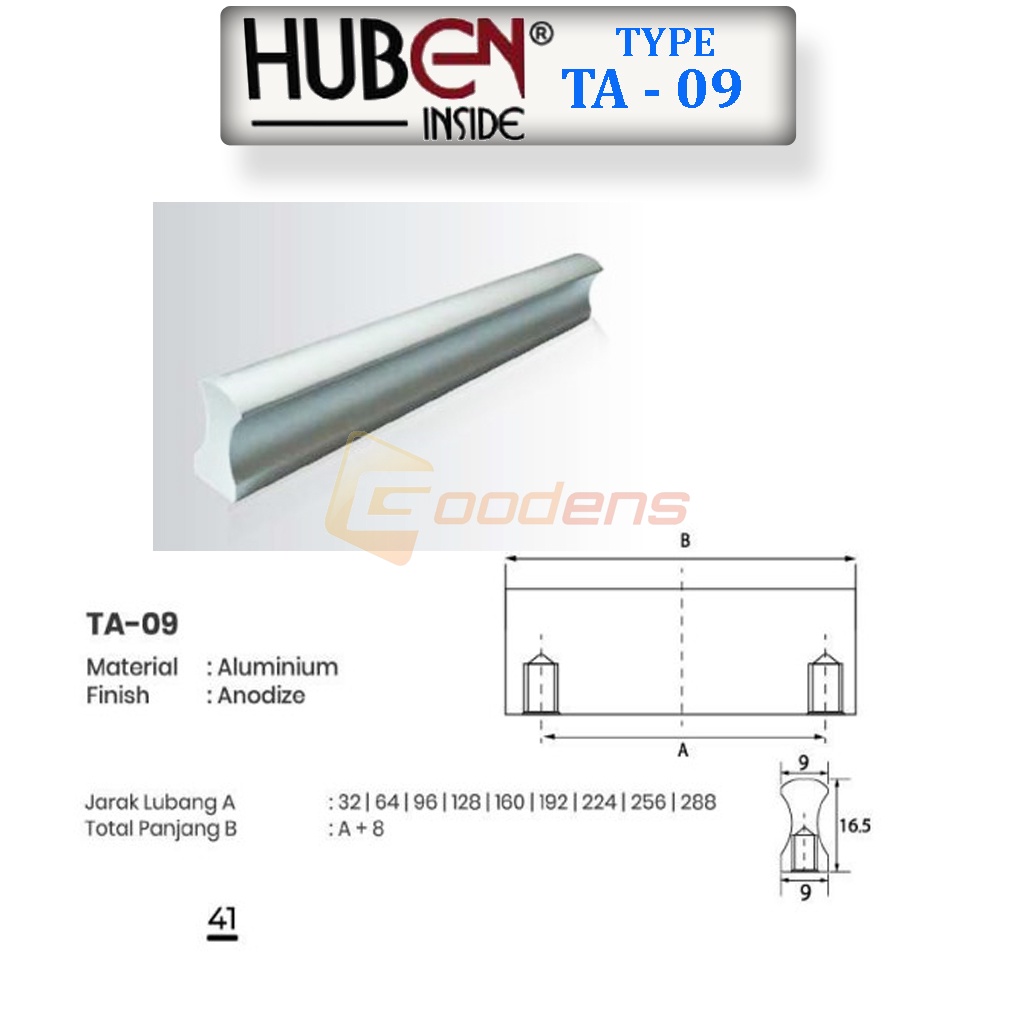 Huben TA-09 Tarikan Laci Handle Laci Lemari