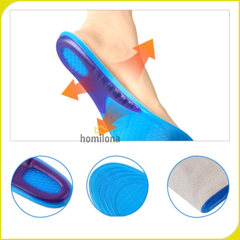 DADIJIER Alas Sol Dalam Sepatu Shock Absorb Gel Orthotic Arch KYL Blue