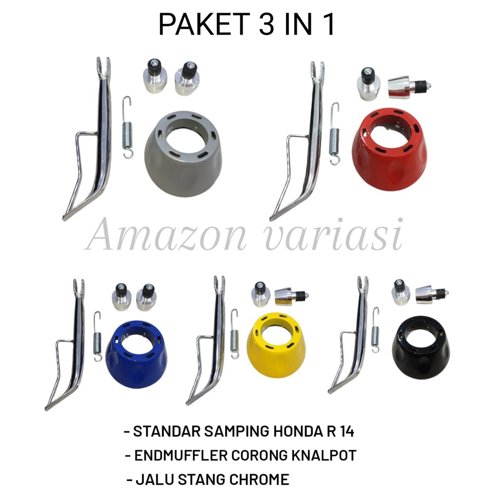 PAKET 3 IN 1 ENDMUFFLER CORONG KNALPOT TSUKIGI  + JALU STANG MODEL PCX CHROME + STANDAR SAMPING HOND