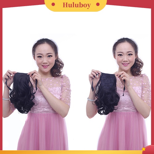 Wig Rambut Ekstensi Palsu Model Klip Ponytail Keriting Gelombang Untuk Wanita