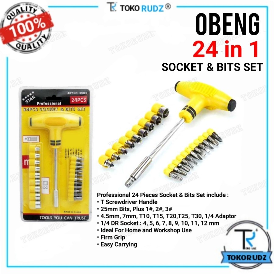 Obeng Soket Kunci T Kunci Sok Multifungsi 24 in 1 PRO