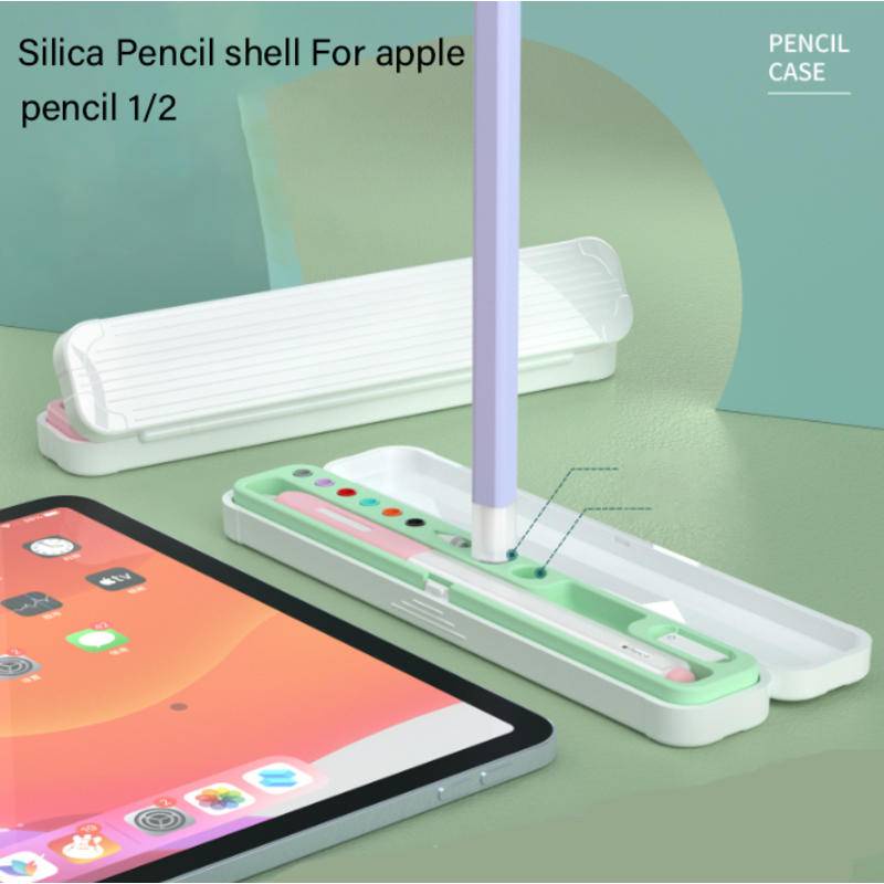 Silica Pensil shell Untuk apple Pensil1Per2 Kotak Penyimpanan capacitive pen tip sleeve adapter Aksesori Tempat Pensil