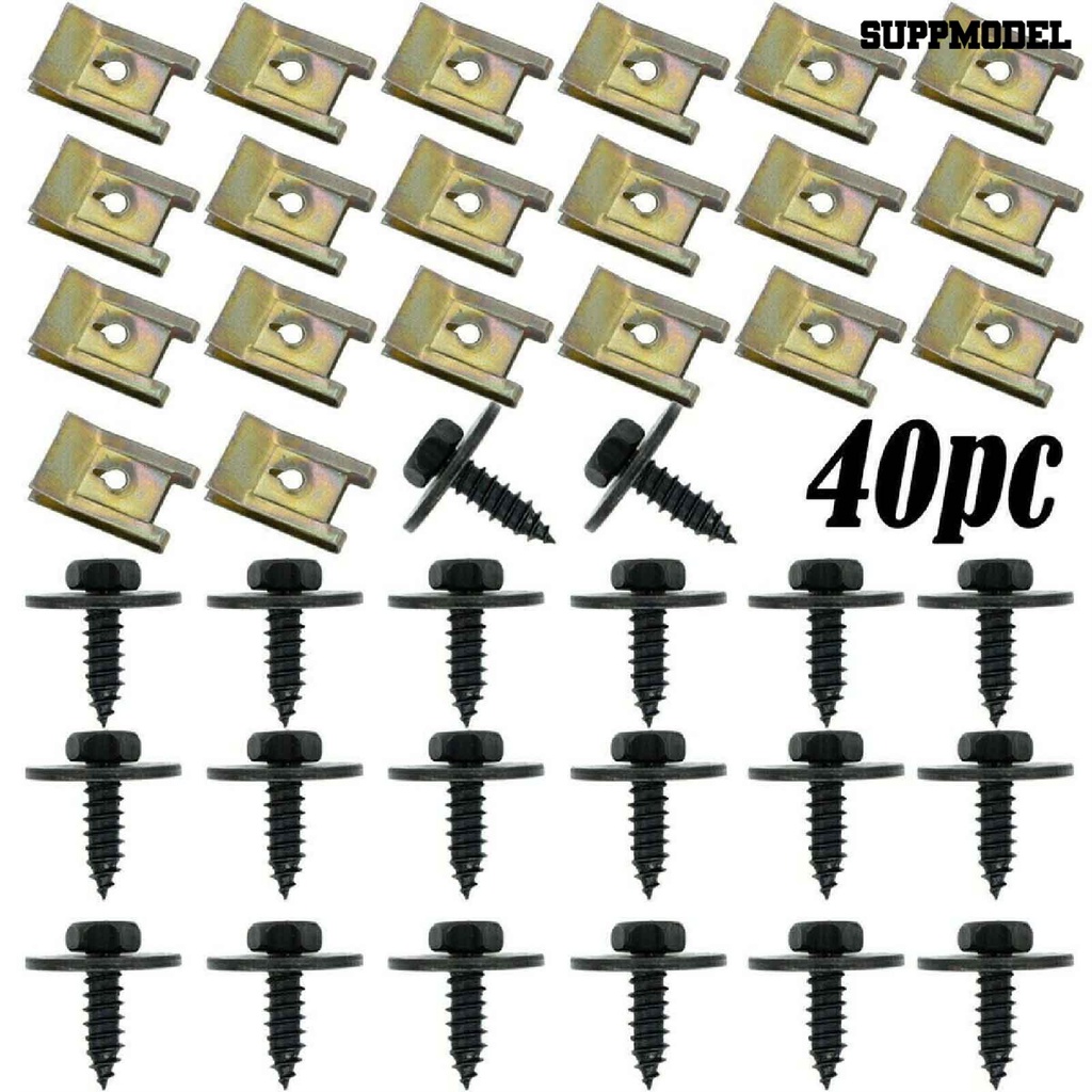 [Dekorasi] 40pcs/set Sekrup Self Tapping Mudah Dipasang Banyak Digunakan Sekrup Hex Mur U Metal Untuk Mobil