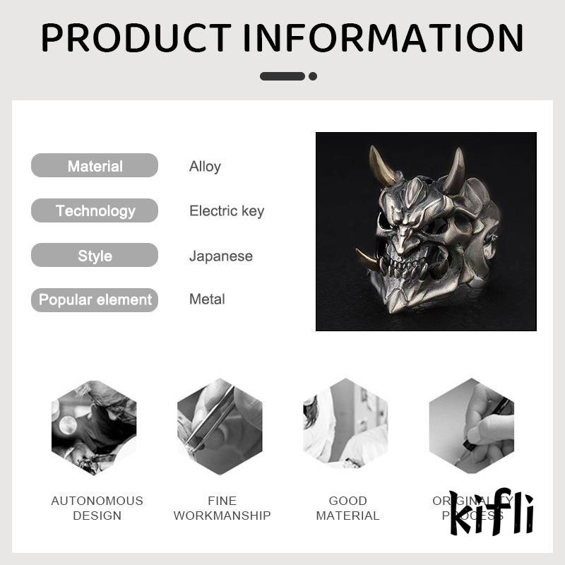 [KD] Electroplating Skull Opening Adjustable Alloy Mask Ring Cincin Dua Warna