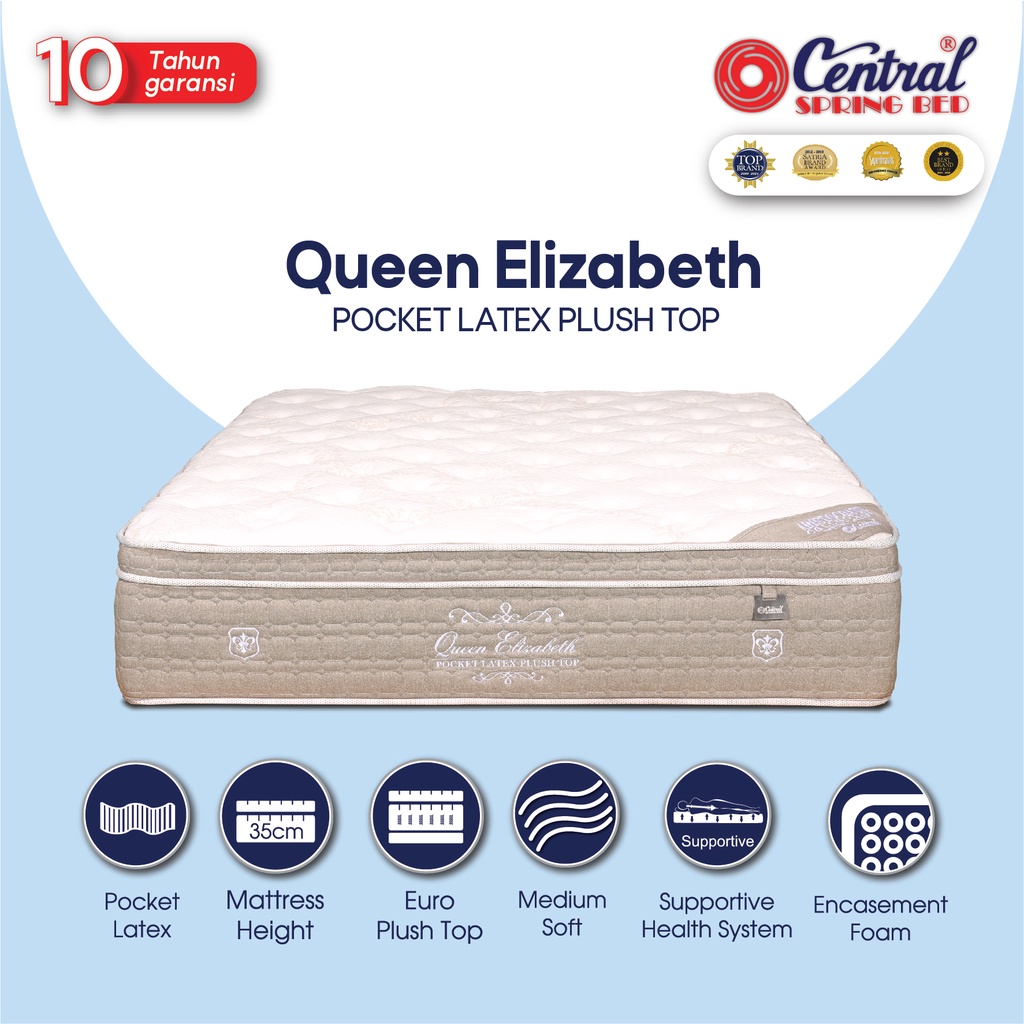 Central Queen Elizabeth Aristocrate Spring Bed Pocket Latex - Mattress Only
