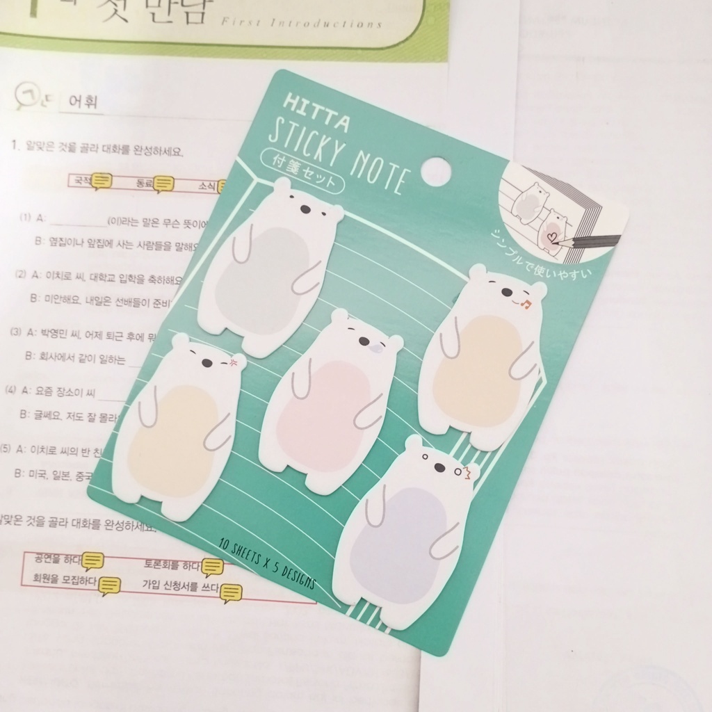 Yamata Sticky Notes Post it Karakter Mini Hewan Paus Kucing Domba Beruang Indeks Memo Pad Catatan Tempel untuk Melakukan Daftar Perencana Stiker Halaman Bendera Dekorasi Alat Tulis Lucu Perlengkapan Sekolah
